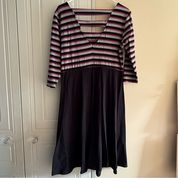 Torrid Pink and Black Striped Dress Women's Size 0 Large Cotton Blend - Picture 2 of 7